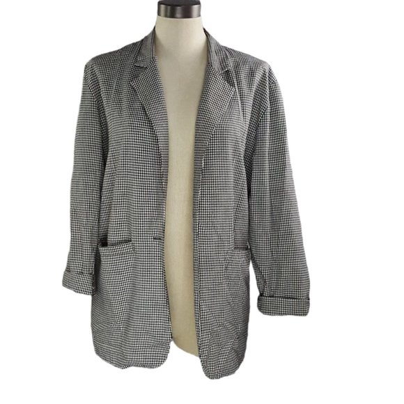 Cruise Blues Vintage Houndstooth Plaid Checkered Blazer Black White - Picture 1 of 5